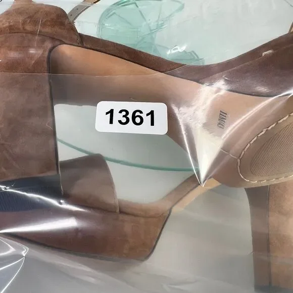 Vince Camuto Sathina Platform Heel Sandal 11 M Brown Suede Ankle strap dance - Picture 9 of 9